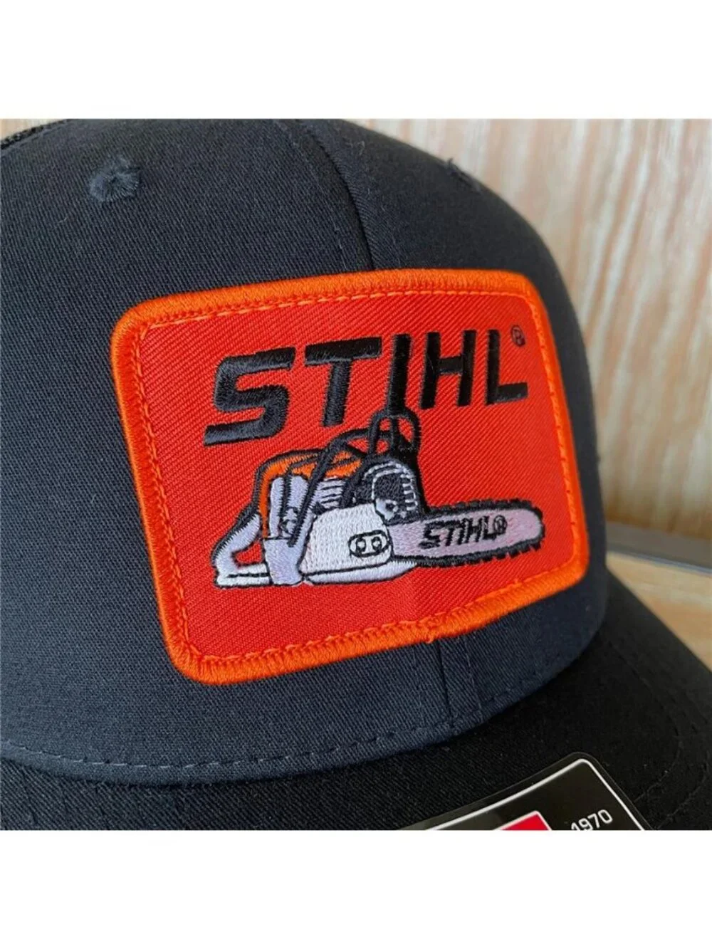 Retro Chainsaw Forestry Patch All Black Richardson 112 Trucker Hat Cap Logging